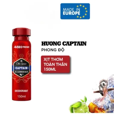 Xịt Khử Mùi Old Spice 150ml Dành Cho Nam - Khô ráo và thoáng mát suốt ngày dài