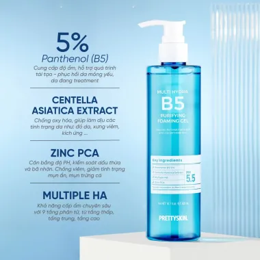 Gel Rửa Mặt PrettySkin Multi Hydra B5 300ml – Nhập khẩu Hàn Quốc, cấp ẩm sâu & làm dịu da