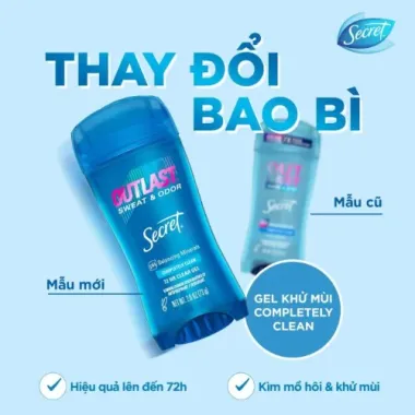 Gel Lăn Khử Mùi Secret Outlast Clear Gel 73g – Nhập khẩu Mỹ, khô thoáng 48h & không vệt trắng