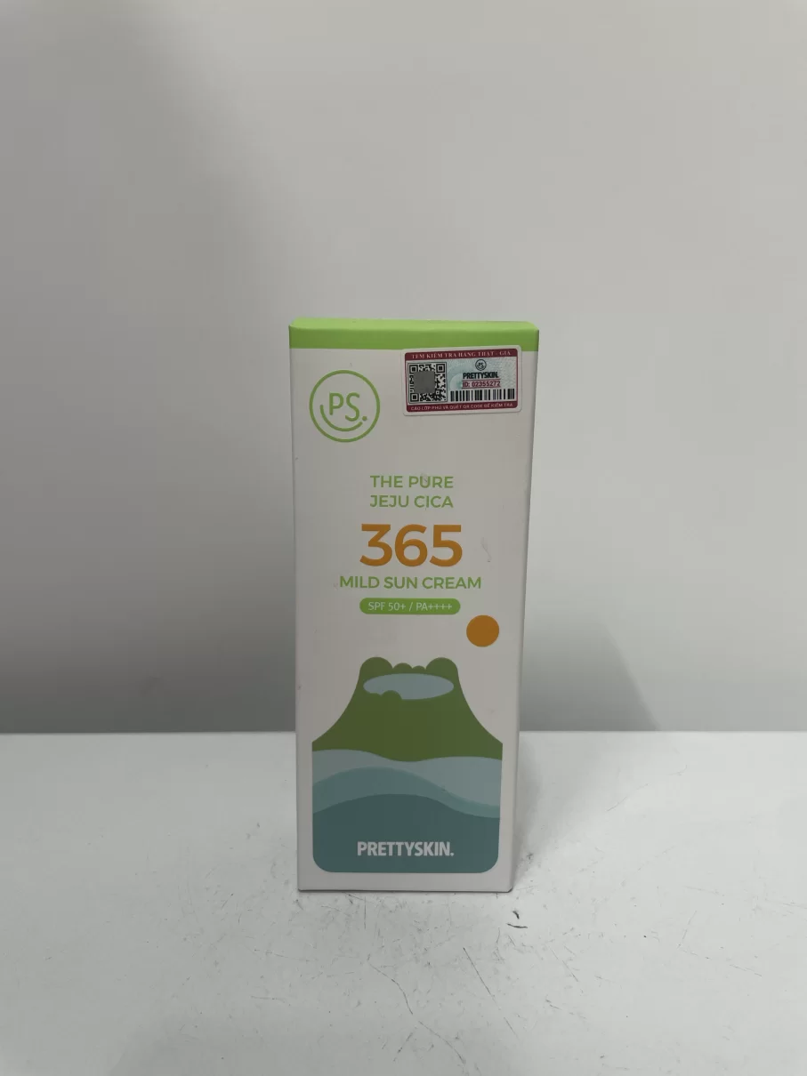 Kem chống nắng nâng tông, kháng nước 365 Pretty Skin The Pure Jeju Cica 365 Mild Sun Cream